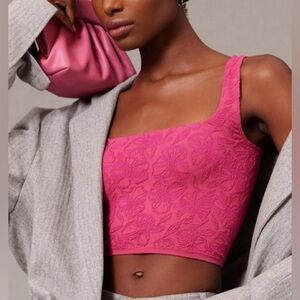 Anthropologie Hannah Seamless Textured Crop Tank Top Pink